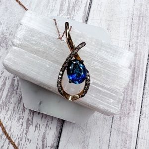 14k Strawberry Gold Le Vian Blue Topaz & Chocolate Diamond Necklace